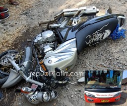 Motor Pemudik Ditabrak Bus Harapan Jaya di Ngawi, Korban Terluka