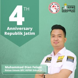 Ketua Umum BPC HIPMI Sidoarjo, Muhammad Dian Felani Mengucapkan Selamat Ulang Tahun republikjatim.com ke 4 tahun