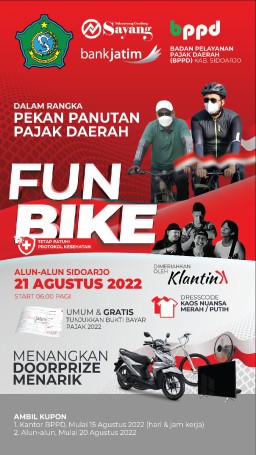 Pekan Panutan Pajak, BPPD Sidoarjo Gelar Fun Bike Gratis Saat Capaian Pajak Terpenuhi 72,52 Persen