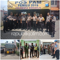 Polresta Sidoarjo Siagakan Personil Bersenjata Laras Panjang di Setiap PPK dan KPU