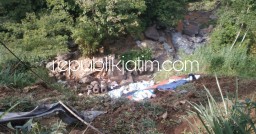 Rem Blong, Truk Tronton Muat 35 Ton Pupuk Masuk Jurang 50 Meter, Sopir Tronton Meninggal Di TKP