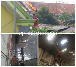 Cerobong Asap Pabrik Kulit di Sidoarjo Terbakar, 4 PMK Dikerahkan