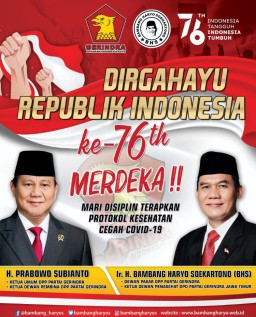 Dewan Pakar DPP Partai Gerindra, Bambang Haryo Soekartono Mengucapkan Dirgahayu Republik Indonesia ke 76