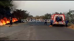Ilalang di Exit Tol Lama Jabon Terbakar, Bakar Pipa Pembuangan Lumpur