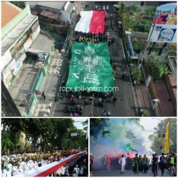 Bendera Merah Putih Sepanjang 1.000 Meter Dikirab dalam HSN V di Sidoarjo
