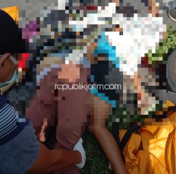 Ibu dan Anak Tewas Berpelukan Terlindas Truk di Jalan Raya Glagaharum Porong