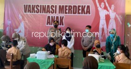 Polresta Sidoarjo Terus Masifkan Vaksinasi Merdeka Anak Bagi Yang Usia 6 - 11 Tahun