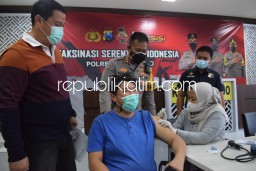 Kapolresta Sidoarjo Ikuti Zoom Meeting Vaksinasi Serentak Dipimpin Kabaintelkam Polri