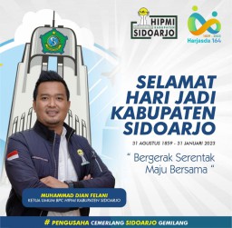 Ketua Umum dan Pengurus BPC HIPMI Kabupaten Sidoarjo Mengucapkan Selamat Hari Jadi Kabupaten Sidoarjo ke 164