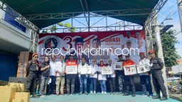 Posko Capres Ganjar - Mahfud Balongbendo, Sergap Sidoarjo Show Of Force Orasi Kebangsaan Dibanjiri Ribuan Ibu-Ibu