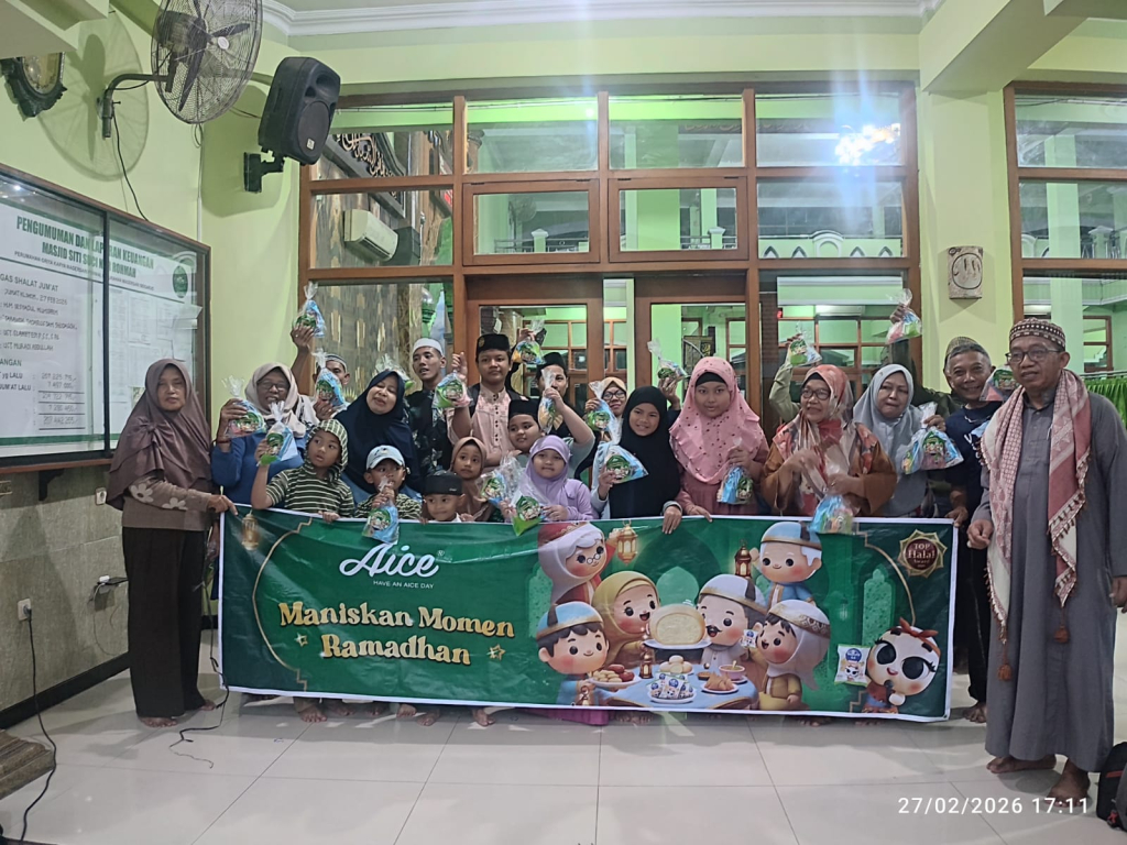 BERBAGI - Bulan Ramadhan 1447 Hijriyah penuh berkah menjadi program PT Prima Arta Samasta sebagai produsen ice cream merek Aice ini berbagi sekitar 100 pax di 15 masjid di Kota Delta, Jumat (27/02/2026).