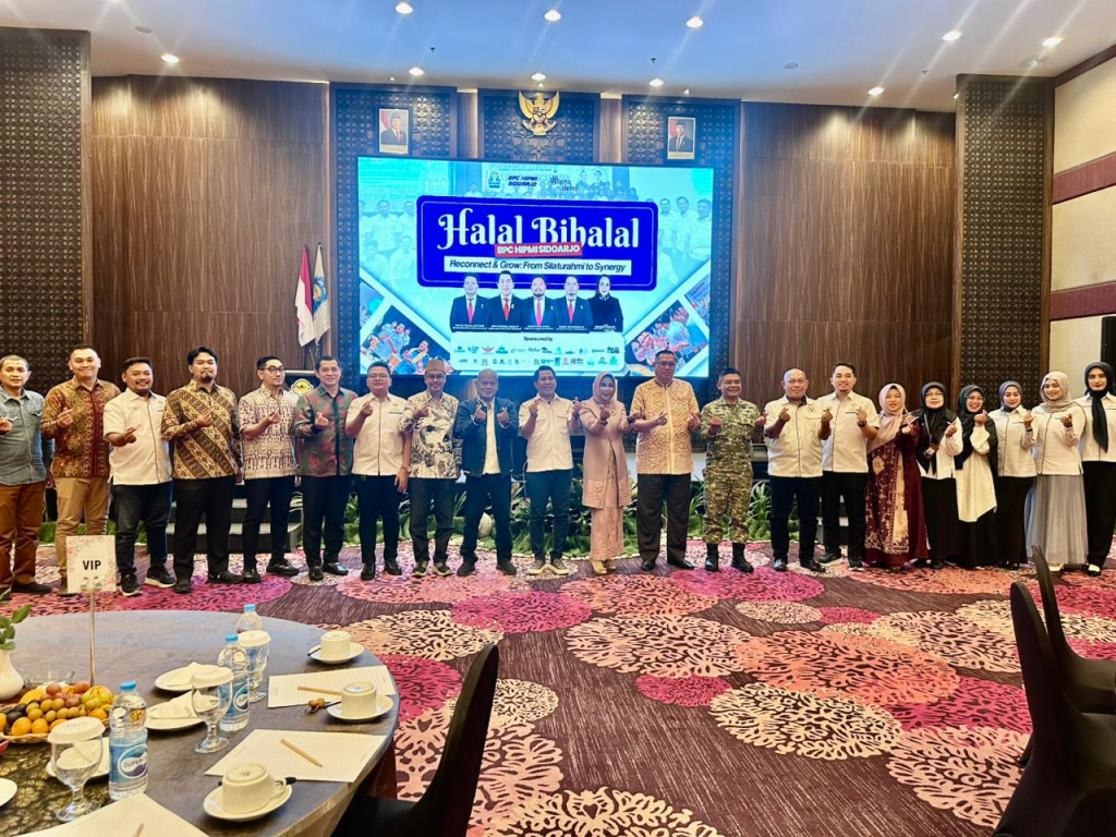 LOKAL - Badan Pengurus Cabang (BPC) Himpunan Pengusaha Muda Indonesia (HIPMI) Sidoarjo menggelar Halal Bihalal bersama Forkopimda Kabupaten Sidoarjo mendorong pertumbuhan ekonomi daerah di Hotel Fave, Rabu (15/04/2026).