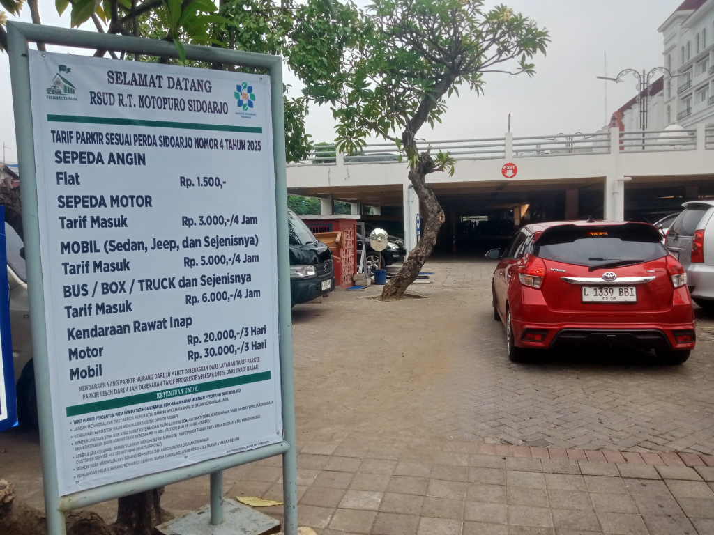 Tarif Parkir RSUD RT Notopuro Sidoarjo Dinilai Bebani Pengunjung, Manajemen Bersandar Perda Nomor 4 Tahun 2025