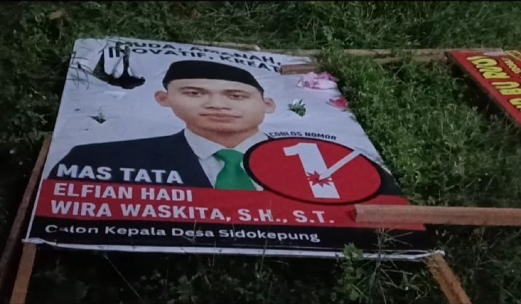 Perusakan Baliho Cakades Sidokepung Buduran Masuk Babak Baru, Penyidik Polresta Sidoarjo Periksa Para Saksi