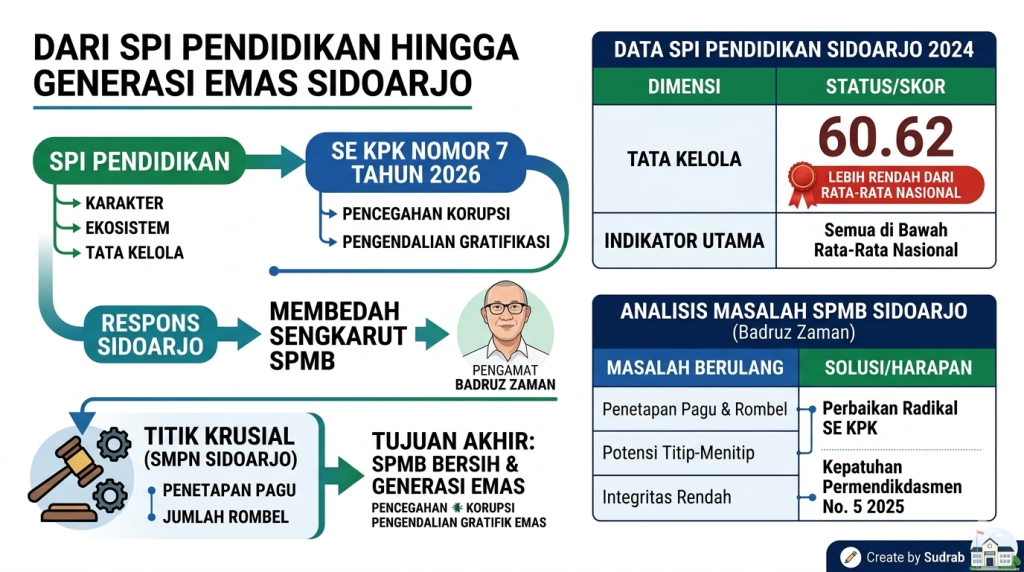 TABEL - Tabel sektor pendidikan Sidoarjo berdasarkan hasil Survei Penilaian Integritas (SPI) Pendidikan menempatkan Sidoarjo di bawah rata-rata nasional memicu keprihatinan mendalam dari berbagai kalangan. Insert Pengamat Pendidikan Badruz Zaman
