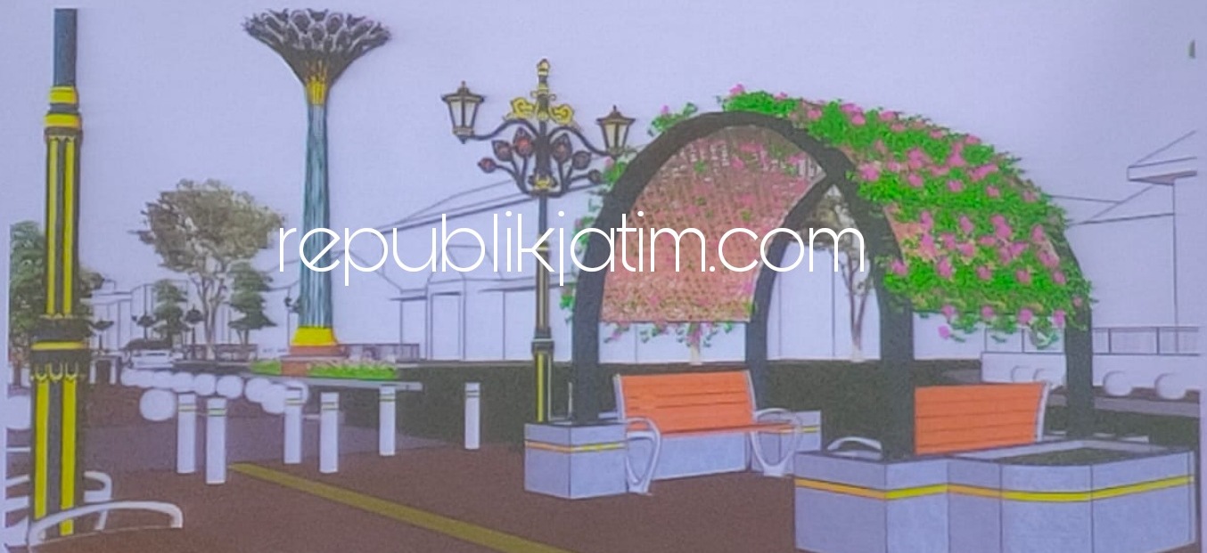 MAKET - Maket rancangan Face Off JL Cokroaminoto, Kota Ponorogo yang tampak elok akan dibangun tanpa menggunakan dana APBD Pemkab Ponorogo, Jumat (05/03/2021). 