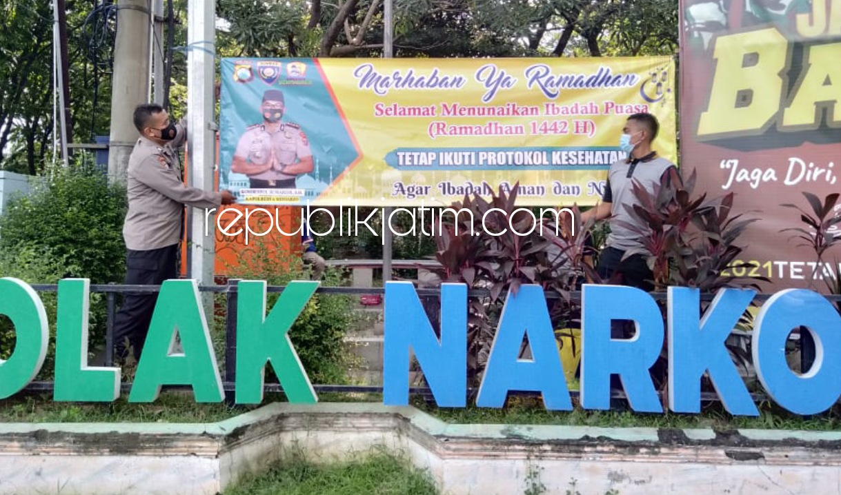 HIMBAUAN - Menjelang Bulan Suci Ramadhan 1442 Hijriyah Tahun 2021, Satuan Binmas Polresta Sidoarjo menghimbau masyarakat untuk turut serta menjaga kondusifitas Kamtibmas di wilayahnya, Sabtu (03/04/2021).