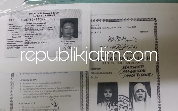 KTP - Foto kopi KTP terduga perakit bom Rusunawa Kelurahan Wonocolo, Kecamatan Taman, Sidoarjo.