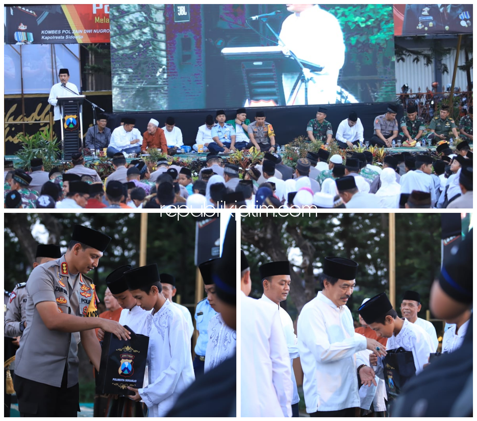 NUZULUL QURAN - Polresta Sidoarjo menggelar acara peringatan Nuzulul Quran, Pengajian, Buka Bersama dan Berbagi Talih Asih dengan yatim piatu di halaman Polresta Sidoarjo, Selasa (21/05/2019).