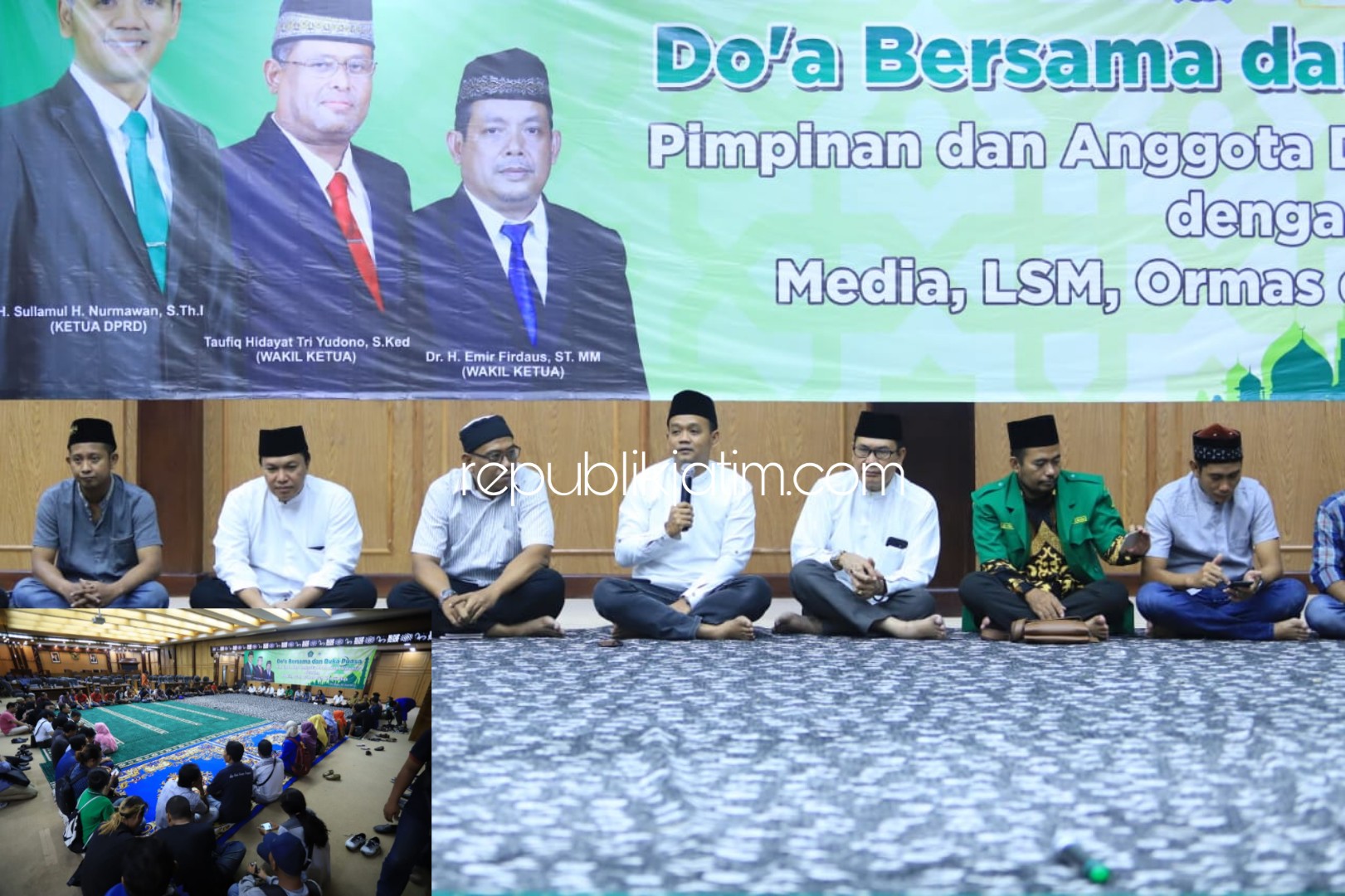 DOA BERSAMA - Ketua DPRD Sidoarjo, Sullamul Hadi Nurmawan mengajak doa bersama dan buka puasa media, LSM, Ormas dan Komunitas di Sidoarjo, Rabu (22/05/2019) petang.