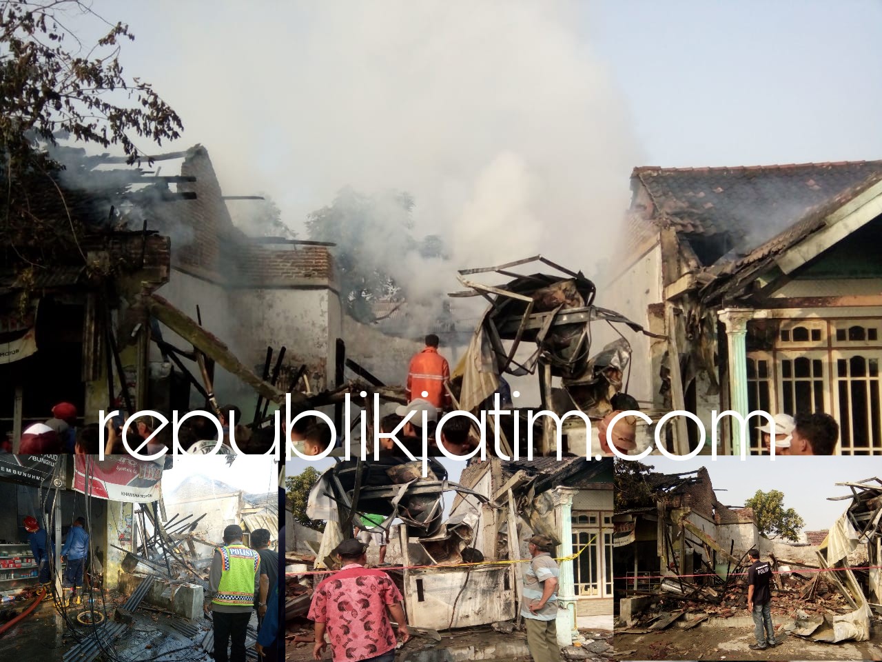 MELEDAK - Sebuah SPBU mini yang ada di Dusun Bedugdowo, Desa Durungbedug, Kecamatan Candi, Sidoarjo hingga menghancurkan bangunan 2 rumah dan sebuah bengkel, Rabu (06/06/2018).