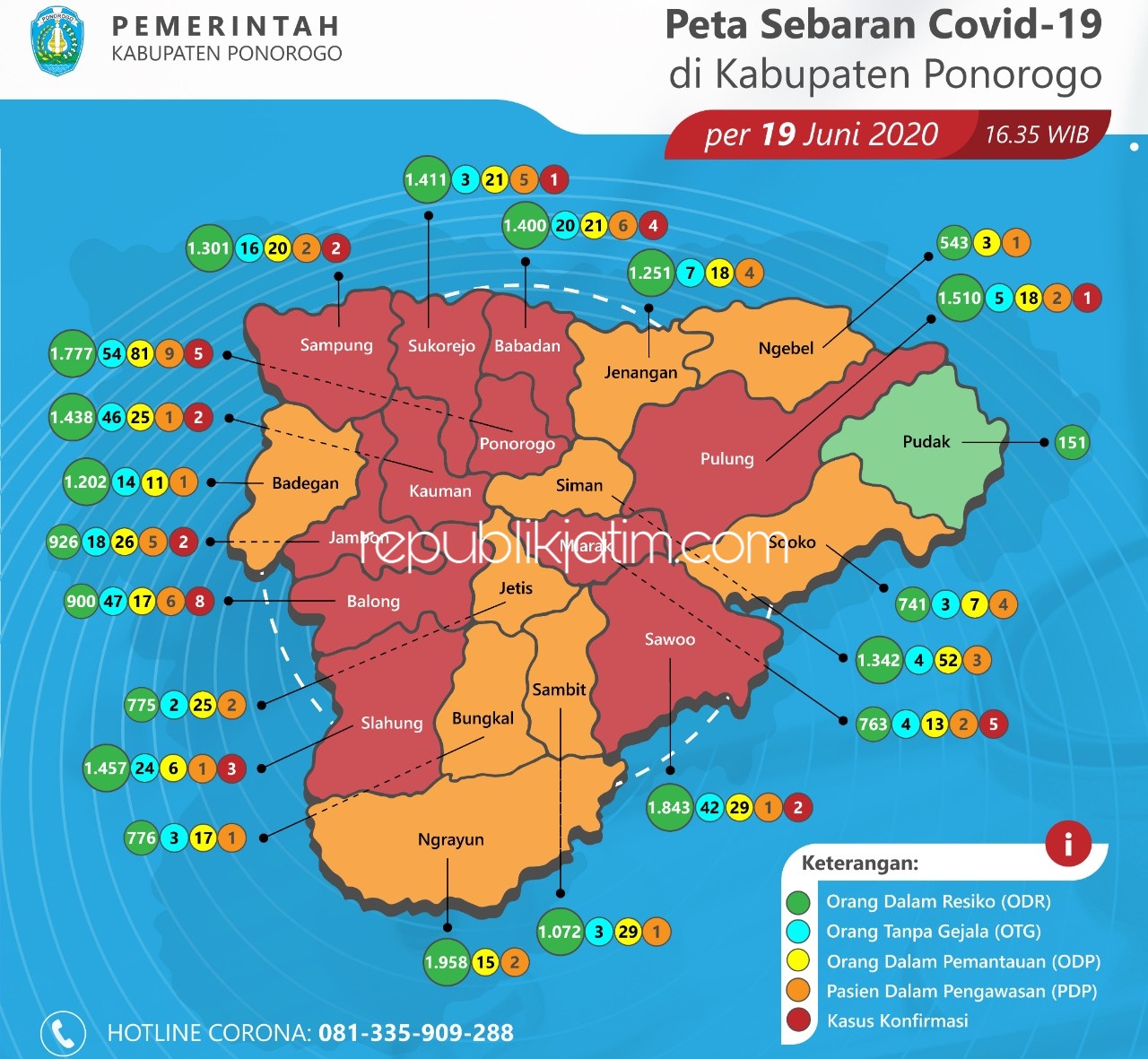 PETA - Peta penyebaran Covid-19 di Ponorogo