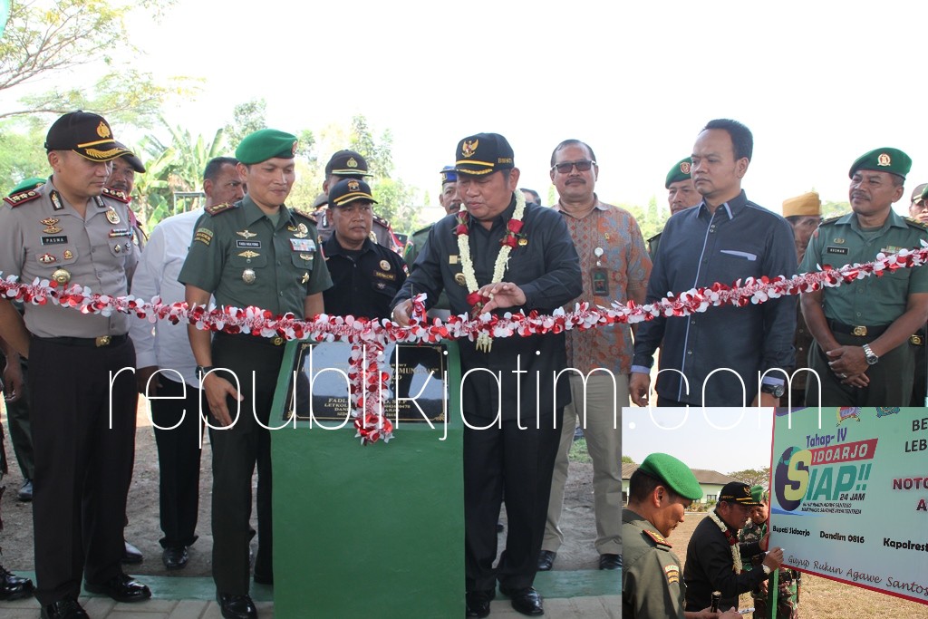 LAUNCHING - Bupati Sidoarjo, Saiful Ilah dan Dandim 0816 Sidoarjo, Letkol Inf Fadli Mulyono melaunching program Sidoarjo Siap 24 Jam di Makodim Sidoarjo, Jumat (13/07/2018).
