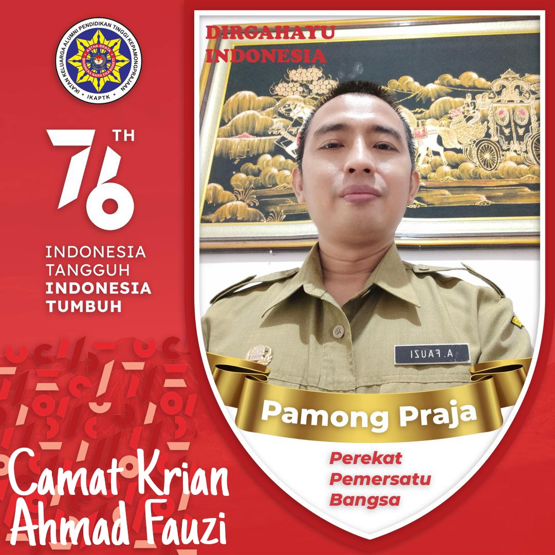 Camat Krian, Ahmad Fauzi Mengucapkan Dirgahayu Republik Indonesia ke 76