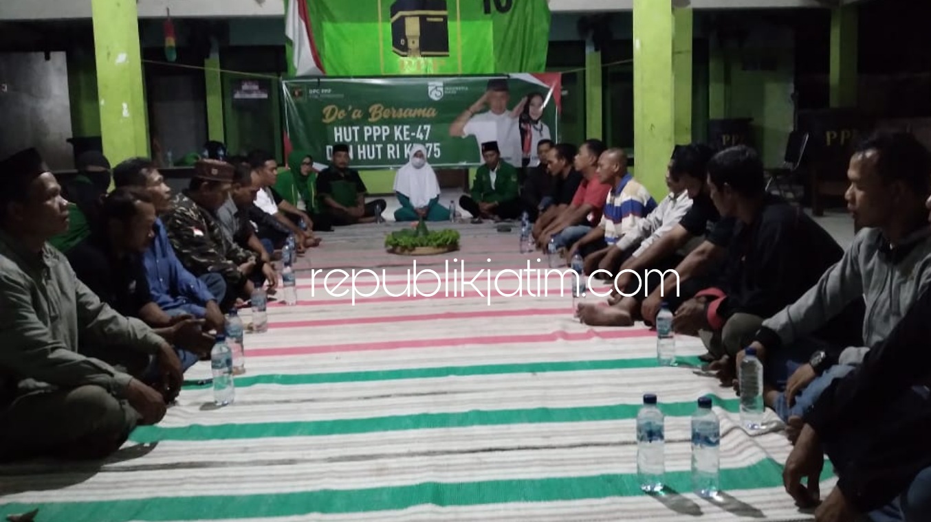 DOA BERSAMA - Pengurus dan kader DPC PPP Ponorogo menggelar doa bersama di Kantor DPC PPP Jl Abiyoso Ponorogo, Selasa (18/08/2020) malam.