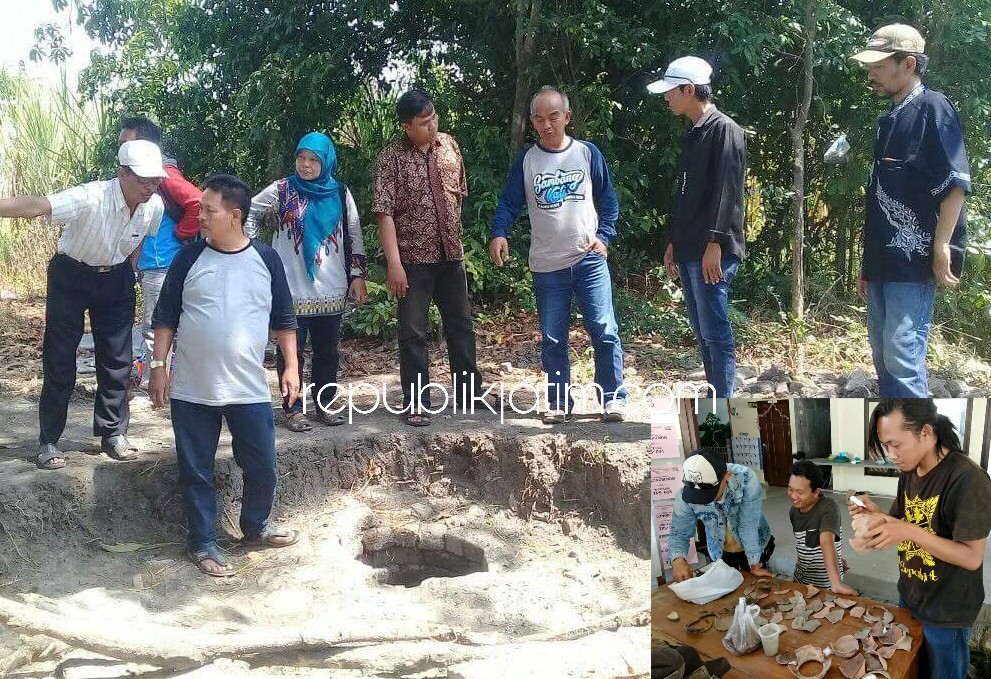 SITUS - Warga Desa Watesari, Kecamatan Balongbendo, Sidoarjo digemparkan dengan penemuan benda-benda dan bangunan yang diduga merupakan benda dan bangunan purbakala, Sabtu (25/08/2018).