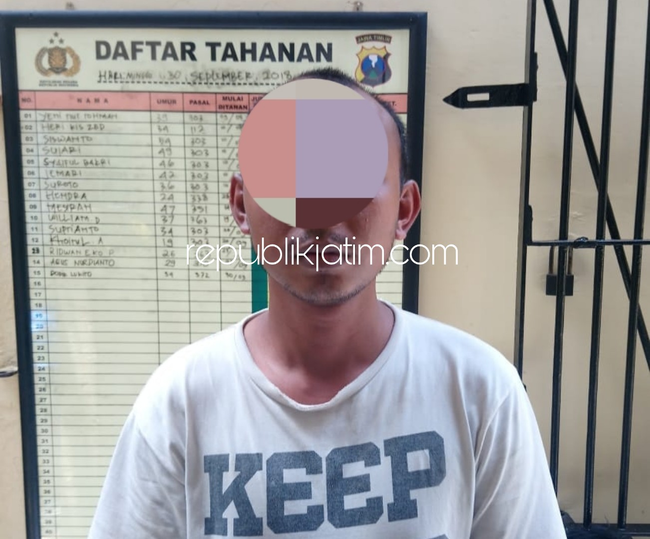 PENIPU - Tersangka penipuan dan penggelapan, Dodik Lukito alias Deny Bin Abdul Aziz (34) warga JL Dr Wahidin Sudiro Husodo, Desa Sengon, Kecamatan/Kabupaten Jombang ditangkap anggota Satuan Reskrim Polres Ponorogo, Senin (01/10/2018).
