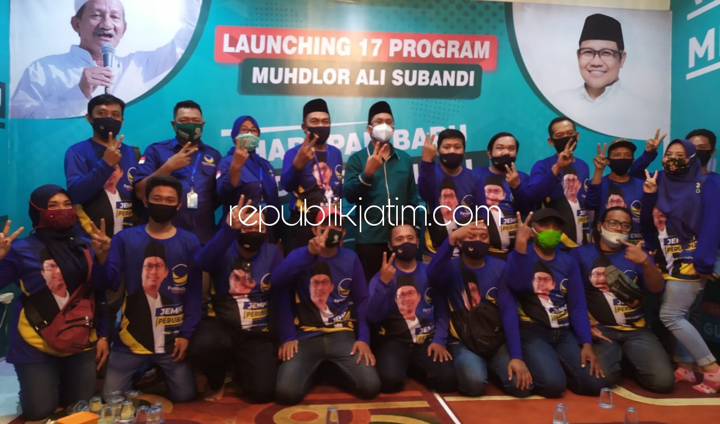 PAPARAN - Cabup Sidoarjo 2020, Ahmad Muhdlor Ali (Gus Muhdlor) menyampaikan 17 program unggulan dihadapan pengurus Partai Nasdem Tulangan, Krembung dan Prambon di Posko Pemenangan Gus Muhdlor - Subandi Perum Taman Pinang Indah, Senin (12/10/2020) malam.
