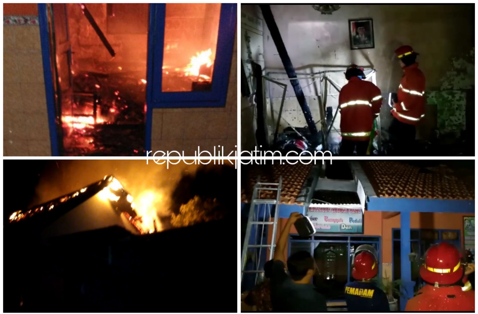 TERBAKAR - Sebanyak 5 ruang bangunan SDN Waung, Kecamatan Krembung, Sidoarjo ludes terbakar beserta isinya, Kamis (14/11/2019) malam. 