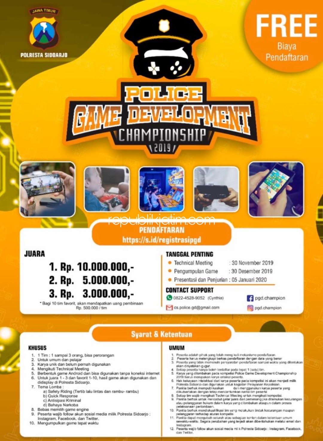 LOMBA - Polresta Sidoarjo menggelar lomba police game development championship 2019.