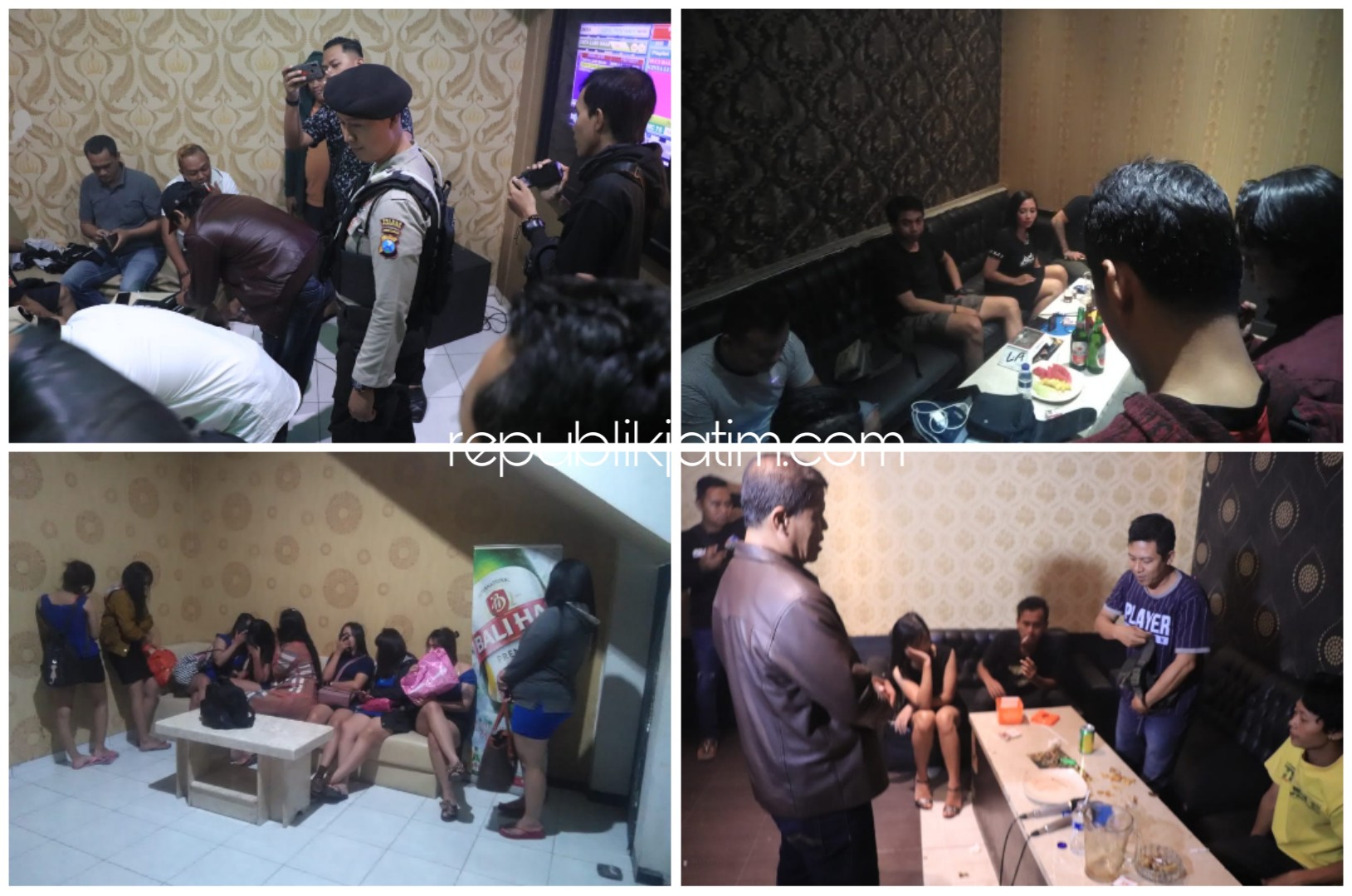 OPERASI KARAOKE - Sejumlah anggota Polres Ponorogo menggeledah sejumlah ruang karaoke, pengunjung dan Pemandu Lagu (PL) di dua tempat hiburan malam di Ponorogo, Senin (16/12/2019) malam.