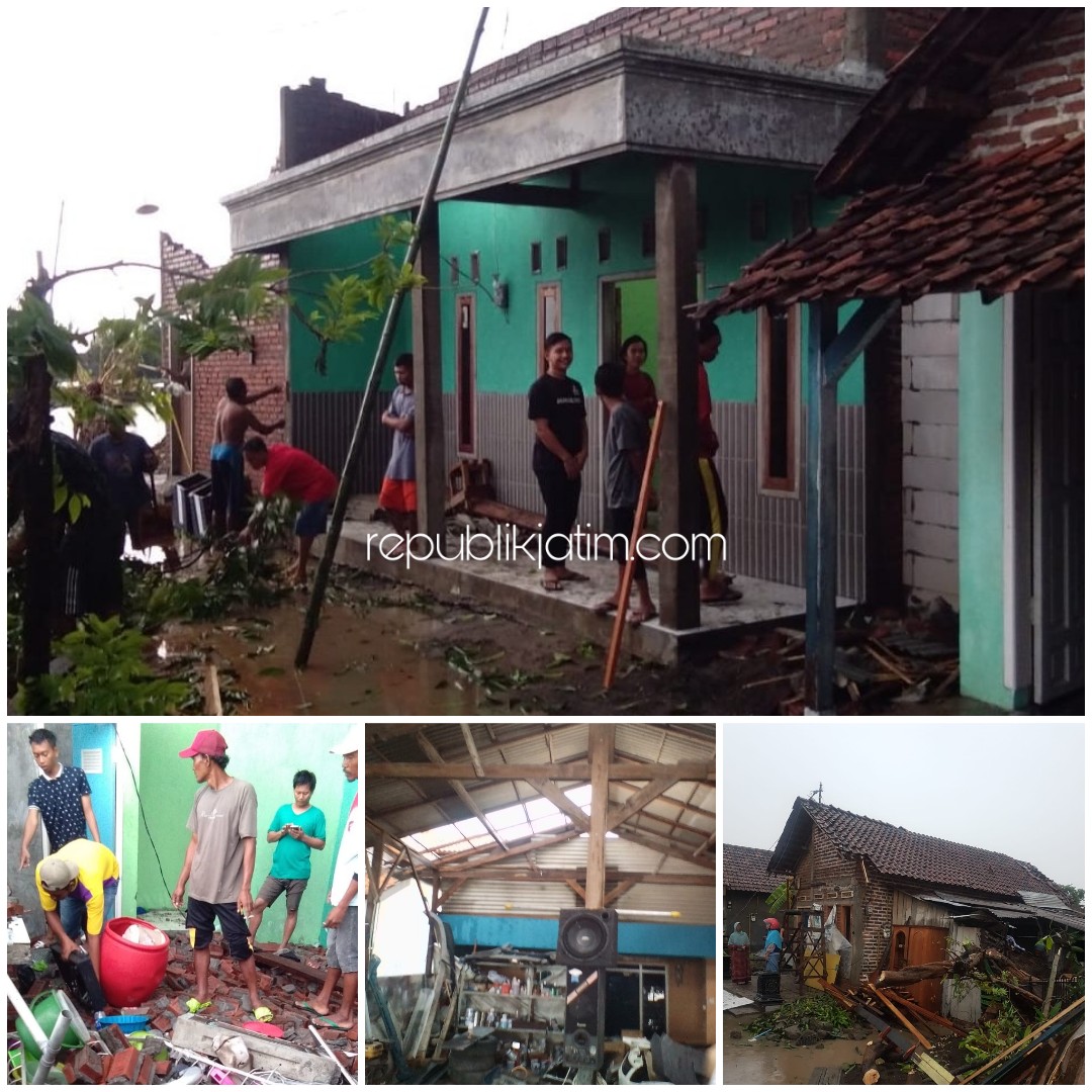 RUSAK - Puluhan rumah warga Desa Banjarpanji, Kecamatan Tanggulangin, Sidoarjo rusak ringan dan sedang usai diterjang amukan angin puting beliung, Rabu (25/12/2019).