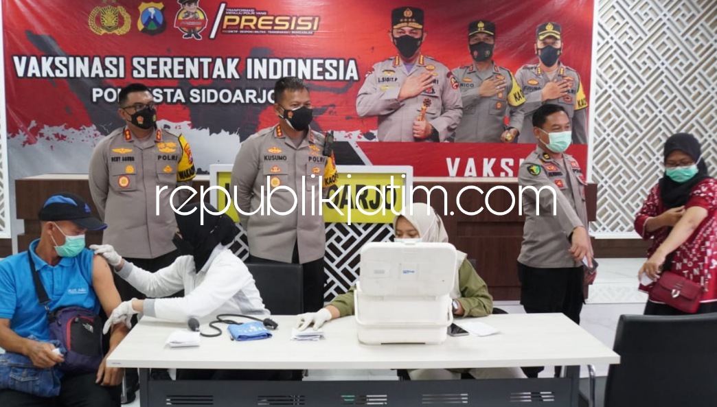 ZOOM - Kapolresta Sidoarjo Kombes Pol Kusumo Wahyu Bintoro usai mengikuti zoom meeting vaksinasi serentak Indonesia yang dihadiri Kabareskrim Polri Komjen Pol Agus Andrianto di Bakorwil Pamekasan, Jawa Timur, Rabu (23/03/2022).