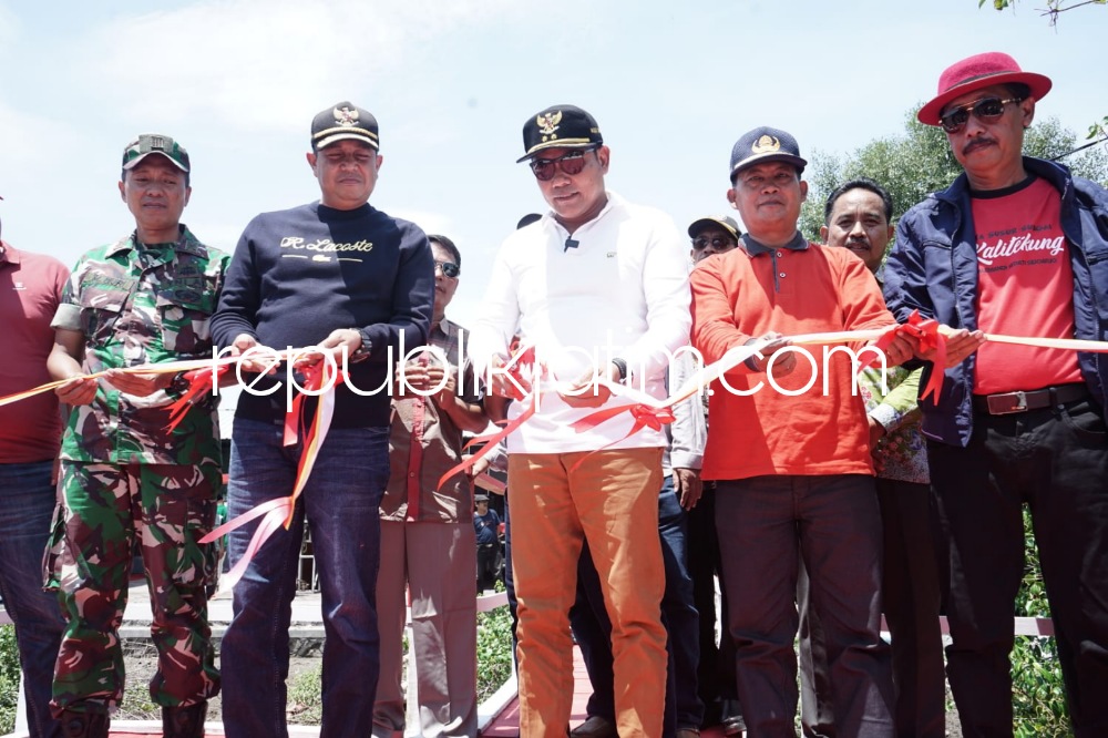 RESMIKAN - Wakil Bupati (Wabup) Sidoarjo, Subandi saat Peresmian Destinasi Wisata Susur Sungai sekaligus Peresmian Cafe Kalitekung, Desa Tambakcemandi, Kecamatan Sedati, Sidoarjo, Minggu (27/11/2022).