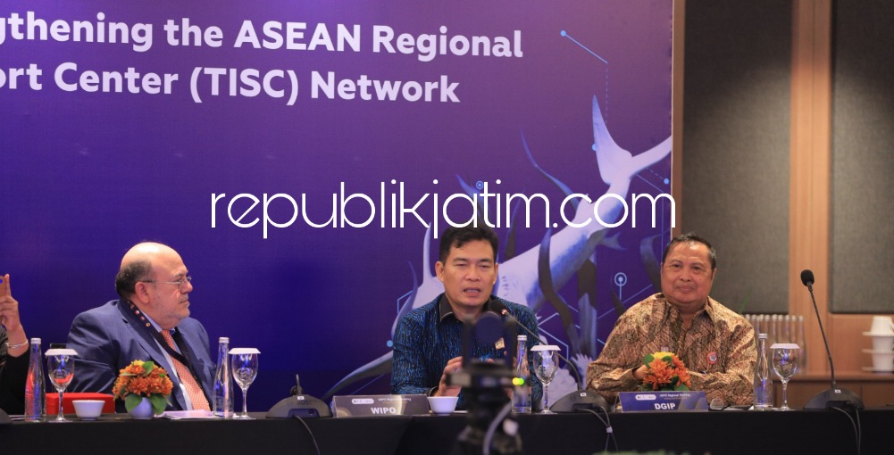 PERTEMUAN - Kanwil Kemenkumham Jatim memfasilitasi pertemuan Regional Meeting on Strengthening the ASEAN Regional Technology and Innovation Support Center (TISC) Network mulai tanggal 27 - 28 Maret 2023 di DoubleTree Hotel, Surabaya, Senin (27/03/2023).