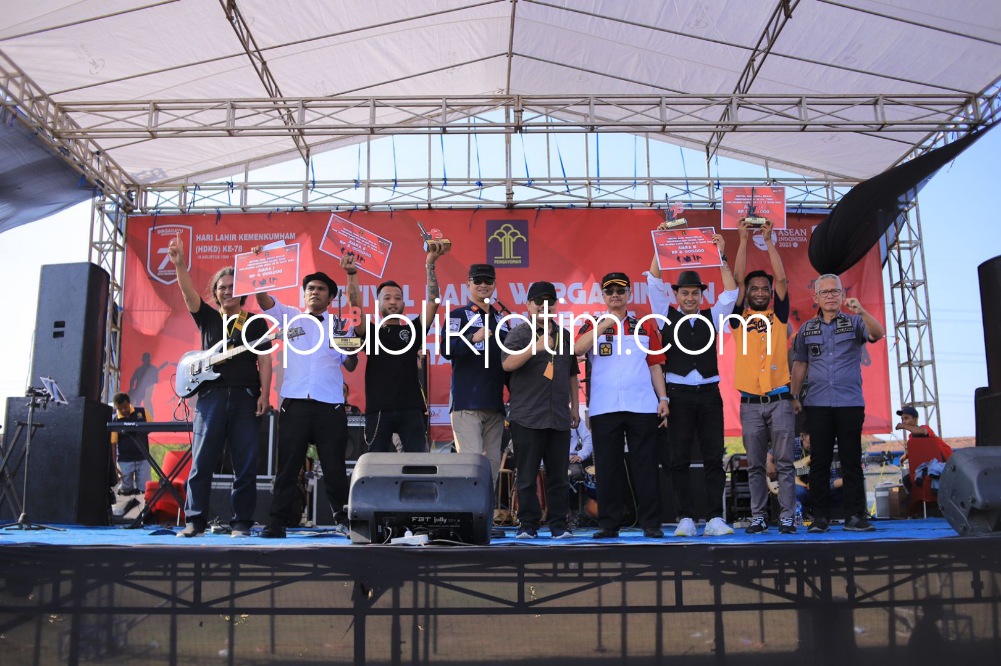 FESTIVAL - Kanwil Kemenkumham Jatim menggelar Festival Band Antar Warga Binaan Pemasyarakatan se-Jatim di Lapas Kelas I Surabaya yang ada di Desa Kebonagung, Kecamatan Porong, Sidoarjo, Kamis (03/08/2023).