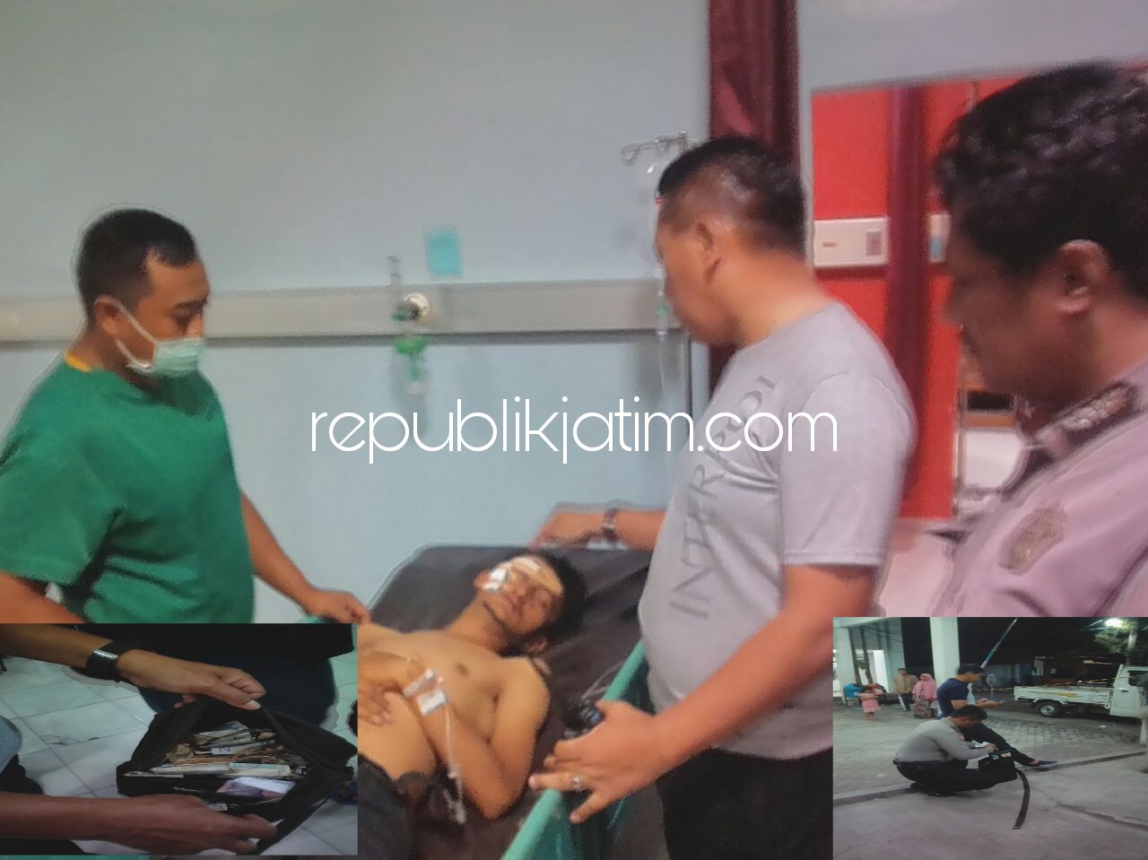 DIRAWAT - Pelaku kasus dugaan pencurian kotak amal, ALW (16) dirawat di RSUD Sidoarjo paska diamuk massa di Dusun Sungon, Desa Suko, Kecamatan/Kabupaten Sidoarjo dijenguk Kapolsek Sidoarjo Kota, Jumat (16/02/2018) malam.
